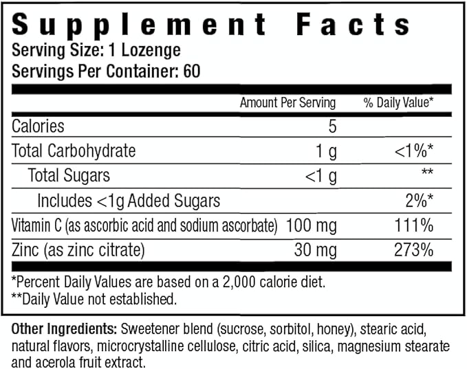Logenges with Vitamin C and Zinc, Supports Immune System, Potent Antioxidants, 60 Lozenges, 60 Servings
