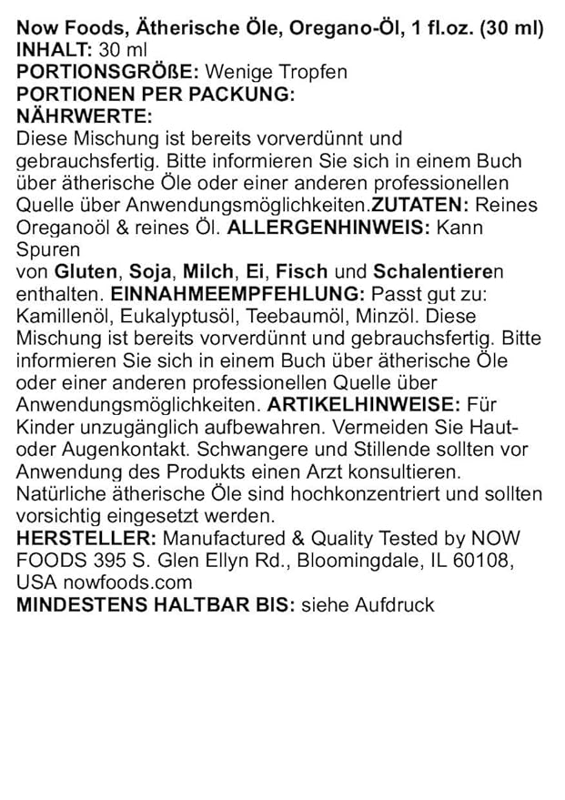 NOW FOODS Oil Of Oregano 25%, 1 FZ