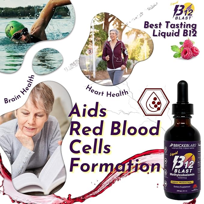 B12 Blast Methylcobalamin 1000mcg, Great Tasting Sublingual Liquid Energy Vitamins -Vegan B12 Vitamins, Sustained Energy and Cellular Energy Supplement - 59-Day Servings