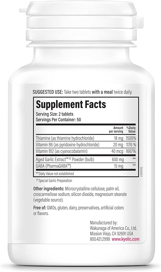 Kyolic Aged Garlic Extract Formula 101, Stress and Fatigue Relief, 100 Tablets (Packaging May Vary)