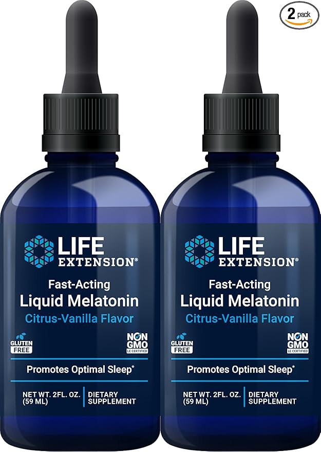 Life Extension Fast-Acting Liquid Melatonin (Citrus-Vanilla), 2 Fluid Ounces (Pack of 2)