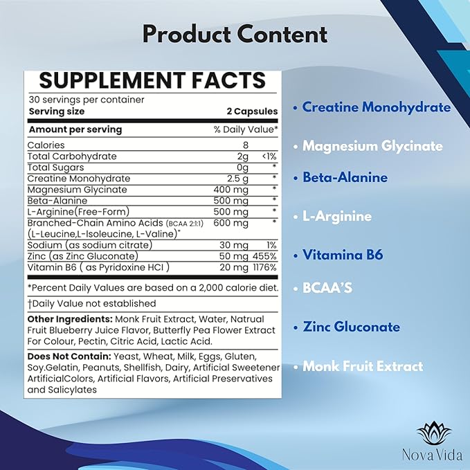 Creatine Monohydrate Gummies with Magnesium Glycinate, L-Arginine, BCAA, Zinc & Beta-Alanine- Creatine Monohydrate PreWorkout Gummies | Glycinate Creatine Monohydrate Gummies for Men & Women