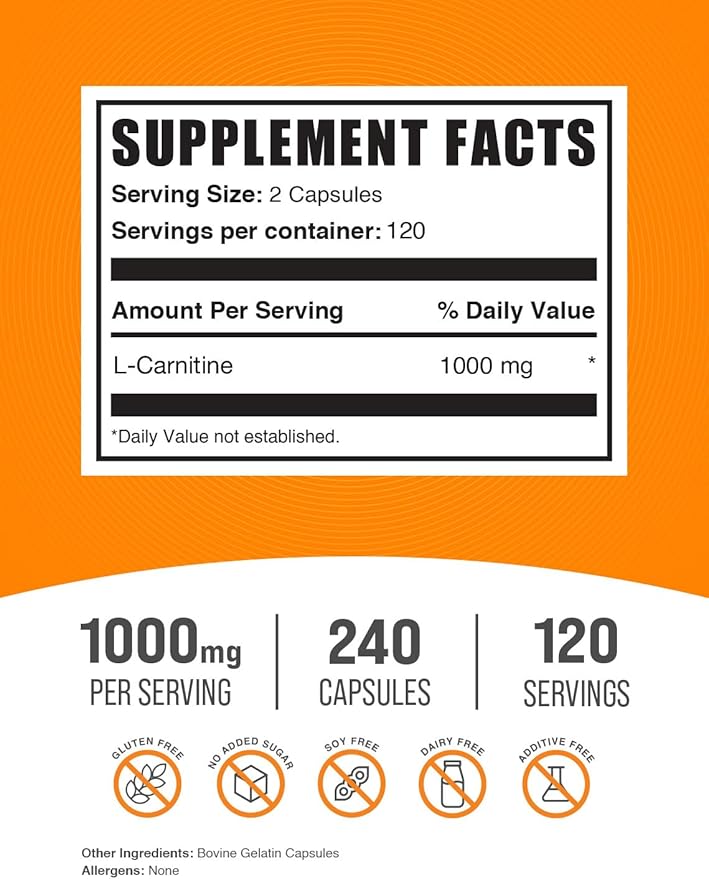 BulkSupplements Fish Oil 1000mg Softgels + L-Carnitine Capsules Bundle