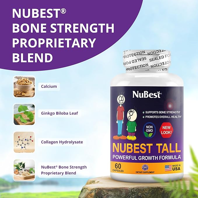 NuBest Tall - Calcium Supplement - Magnesium Supplement for Bones, Teeth - Support Bone Strength, Enhanced Immunity for Ages 5+ with Vitamin D3, Vitamin K2 and Blended Herbs - 3 Pack
