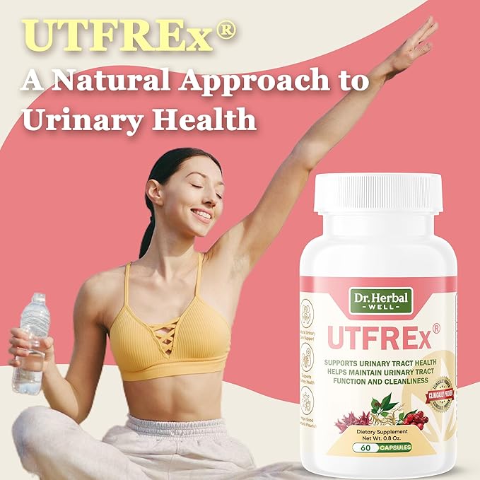 UTFREX Clinically Proven Urinary Tract UTI Health Supplement Natural Support Cleanse Flush Protect (No Probiotics & D-Mannose) – 60 Capsules