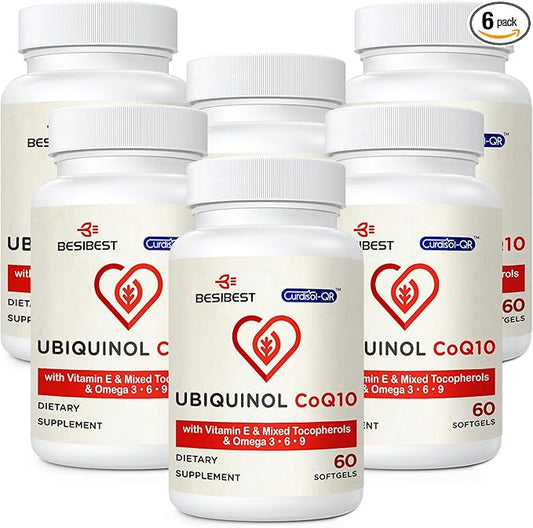 Ubiquinol CoQ10-600mg-Softgel, Active Coq10 Ubiquinol Supplement with Vitamin E & Omega 3, 6, 9, High Absorption-Coenzyme-Q10, Powerful Antioxidant for Energy Production, Tested, 360 Count