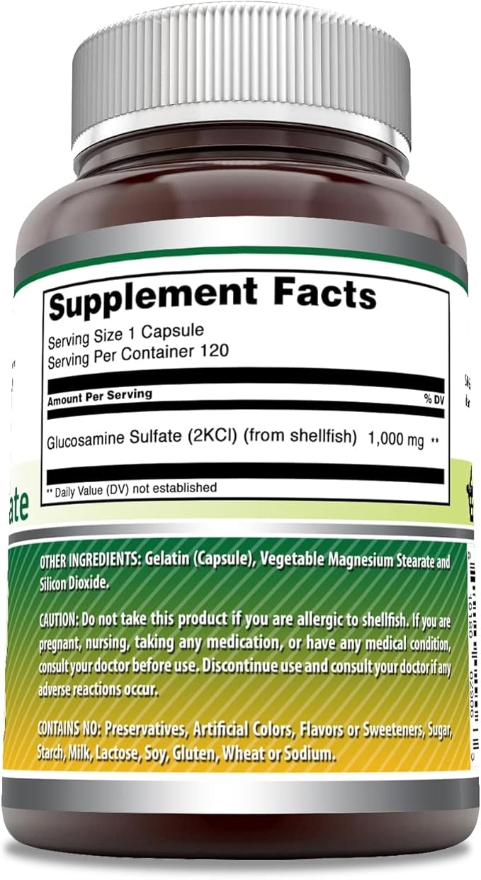 Amazing Formulas Glucosamine Sulfate 1000 mg Capsules Supplement | Non-GMO | Gluten Free | Made in USA (3 Pack | 120 Count)