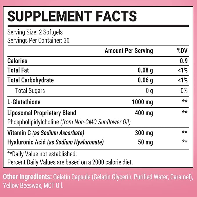 Liposomal Glutathione Softgels 1500MG, Reduced Glutathione Supplement with Vitamin C, Better Absorption, Non-GMO Powerful Antioxidant for Healthy Aging, Detox, Immune Health, 180 Softgels