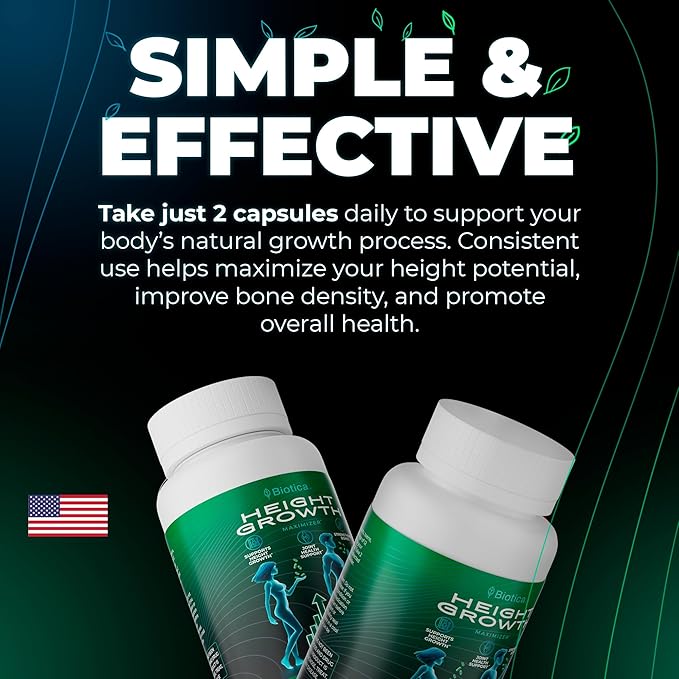 Height Growth Pills - Natural Hеight Growth Maximizer - Bone Up Calcium Supplement - Growth Factor Support, and Stature Development - Advanced Formula of Grow Pills