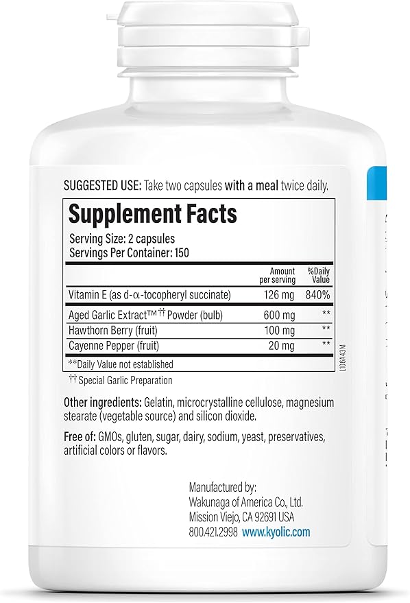 Kyolic Aged Garlic Extract Formula 106, Circulation Health, 300 Capsules (Packaging May Vary)