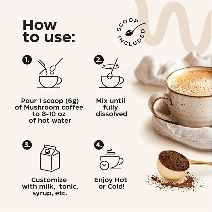 Mushroom Coffee - 10-in-1 Mushroom Superfood Adaptogen Mix - Organic Lion's Mane, Chaga, Turkey Tail, Reishi, Instant Coffee - for Gut Health, Immunity, Energy, Focus - Sugar Free - 7,4 oz (35 Serv)
