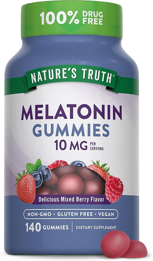 Nature's Truth Melatonin Gummies | 10mg | 140 Count | Berry Flavor | Vegan, Non-GMO & Gluten Free Supplement for Adults