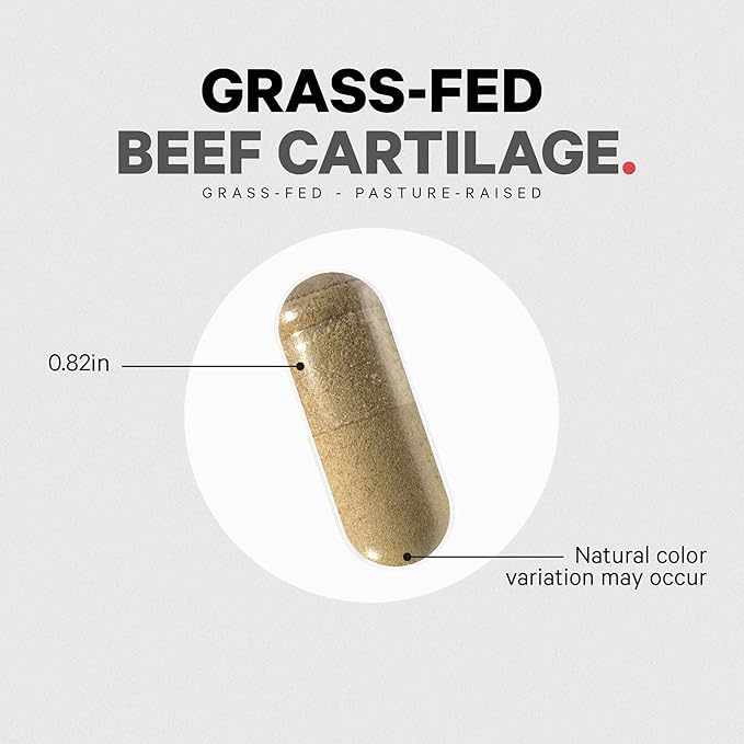 Codeage Grass Fed Beef Cartilage Supplement - Freeze Dried, Non-Defatted, Desiccated Beef Tracheal Bovine Cartilage & Liver Pills – Pasture Raised Argentina Beef Vitamins - Non-GMO -180 Capsules