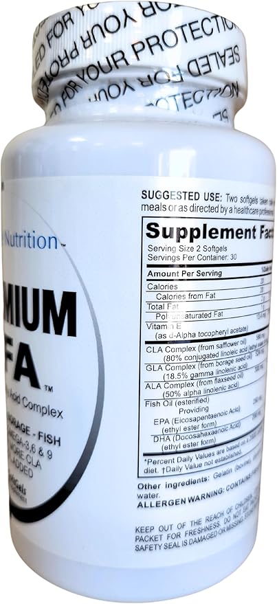 Premium EFA Omega 3-6-9 Supplement for Men and Women 5 in 1 - EPA, DHA, GLA, ALA & CLA Essential Fatty Acids with Fish Oil - Softgel Pills