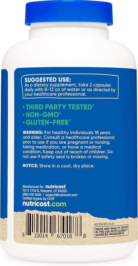 Nutricost Organic Shiitake Mushroom Capsules 1000mg, 90 Servings - CCOF Certified Made with Organic, Vegetarian, Gluten Free, 500mg Per Capsule, 180 Capsules