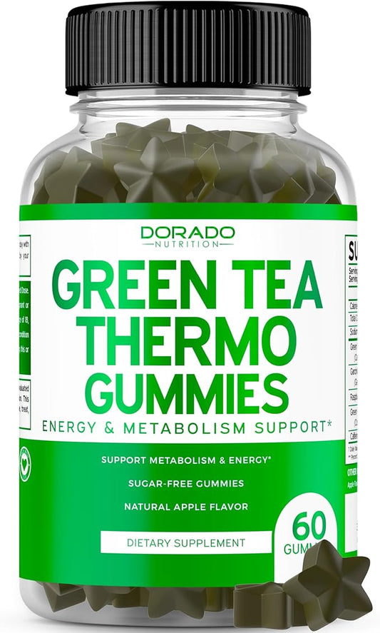 Green Tea Fat Burner Weight Loss Gummies (60 Count) Fat Burner Women - Appetite Suppressant Weight Loss Supplement for Men & Women with Apple Flavored - Third Party Tested - USA Made