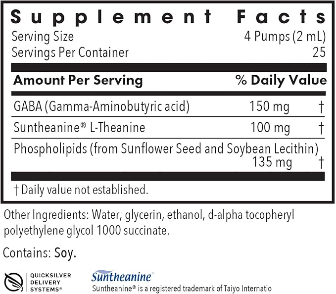 Allergy Research Group Liposomal Zen - L-Theanine Liquid Supplement, GABA Calming Support, Sleep Liposomal, Day or Night, Sunflower Phospholipids, Fast-Acting Zen Formula - 1.7 Fl Oz