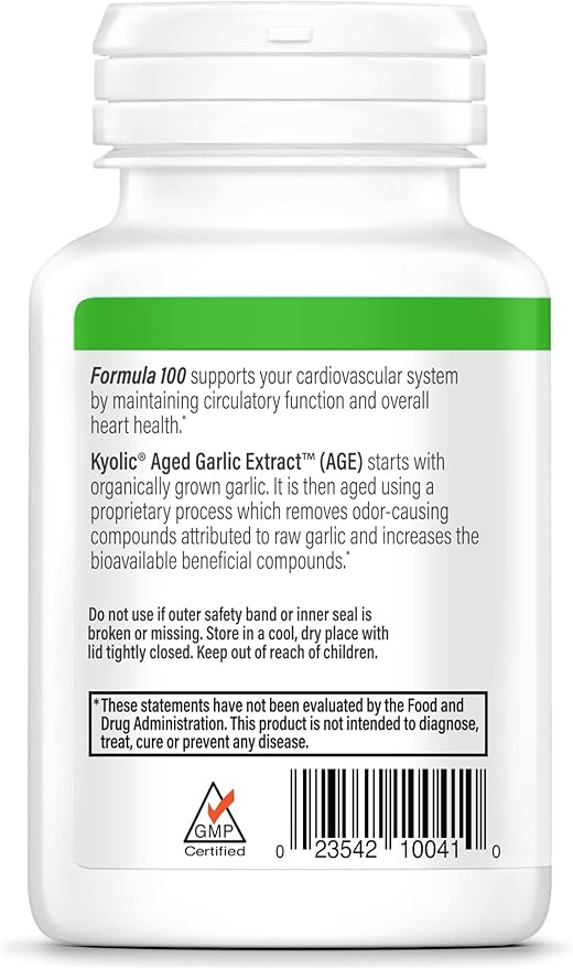 Kyolic Aged Garlic Extract Formula 100, Original Cardiovascular, 100 Capsules (Packaging May Vary)