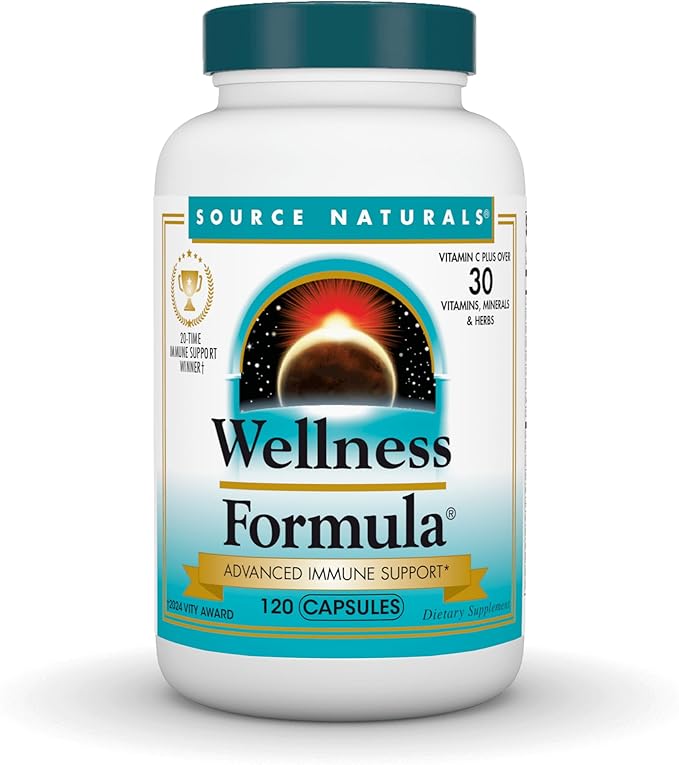 Source Naturals Wellness Formula, Advanced Immune Support*, Bio-Aligned Vitamins & Herbal Defense - Immune System Support Supplement & Immunity Booster - 120 Capsules