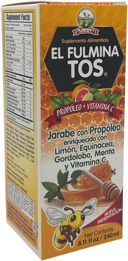 Jarabe Vitamina C (8.11oz) - Syrup with Propolis, Lemon, Great Mullein and Vitamin C, echinacea | Nutritional Supplement