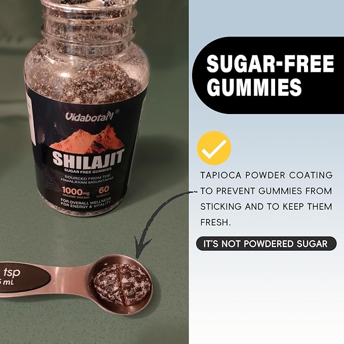 Sugar Free Shilajit Gummies 1000mg – Pure Shilajit Supplement for Men & Women – 85+ Trace Minerals & Fulvic Acid with Ashwagandha- Energy, Brain, Immunity –Mixed Berry Flavor,60 Gummies