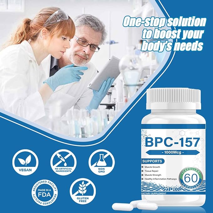 ๐๐๐ 157 Peptide Capsules 1000Mcg, Supports Muscle Growth, Tissue Repair, Strength, 60 Count