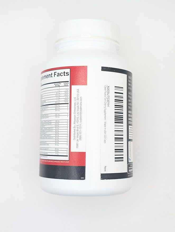 Clean Nutraceuticals Tart Cherry Extract Capsules with Turmeric Moringa Cranberry Chanca Piedra Celery Quercetin ACV Pomegranate L Selenomethionine - 5pack