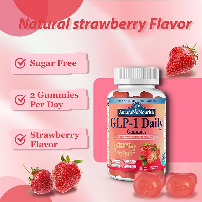 2 Pack Multi Collagen Peptides Peach Gummies & GLP-1 Daily Gummies Sugar-Free for Women Men