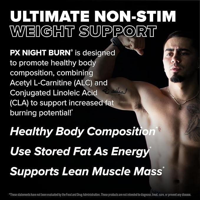 FINAFLEX PX Night Burn - 120 Capsules - Ultimate Non-Stim Weight Loss - Supports Healthy Body Composition & Lean Muscle Mass - 30 Servings