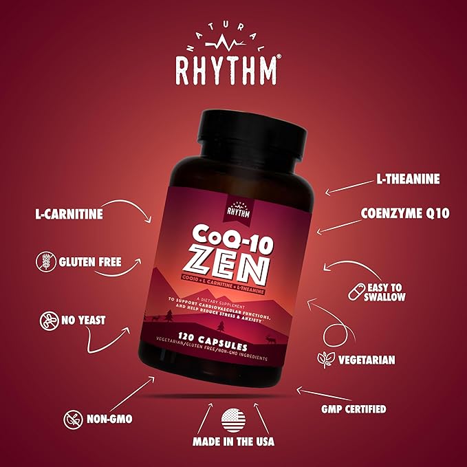 Natural Rhythm CoQ10-ZEN (Coenzyme Q10 + L-Carnitine + L-Theanine) - 30 Capsules