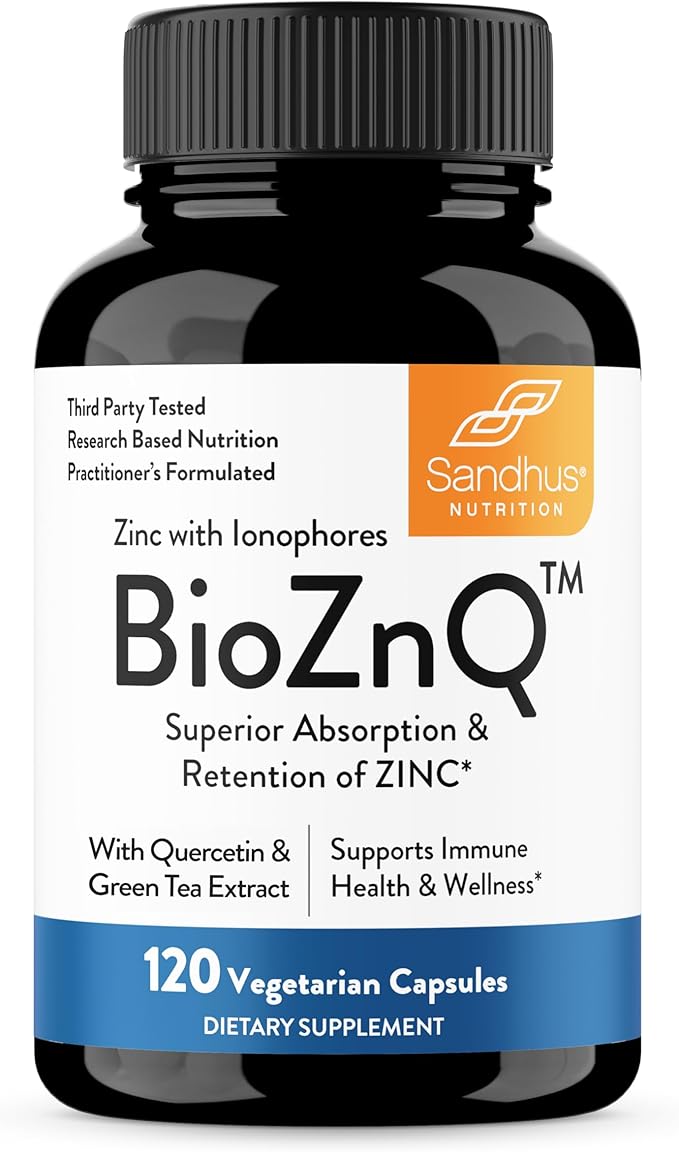 Sandhu's Zinc Supplement with Ionophores| Quercetin & Green Tea Extract for Superior Absorption and High Potency| 900mg Vegetarian Capsules 60 Days Supply| Immune Support for Men & Women