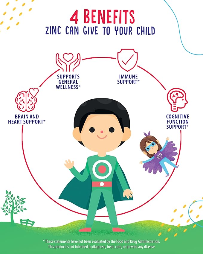 Zinc Gummies for Kids - Chewable Zinc Gummy Supplement for Children Immune Support - Low Sugar Natural Antioxidant Non-GMO Vitamin Chewables for Toddlers & Teens