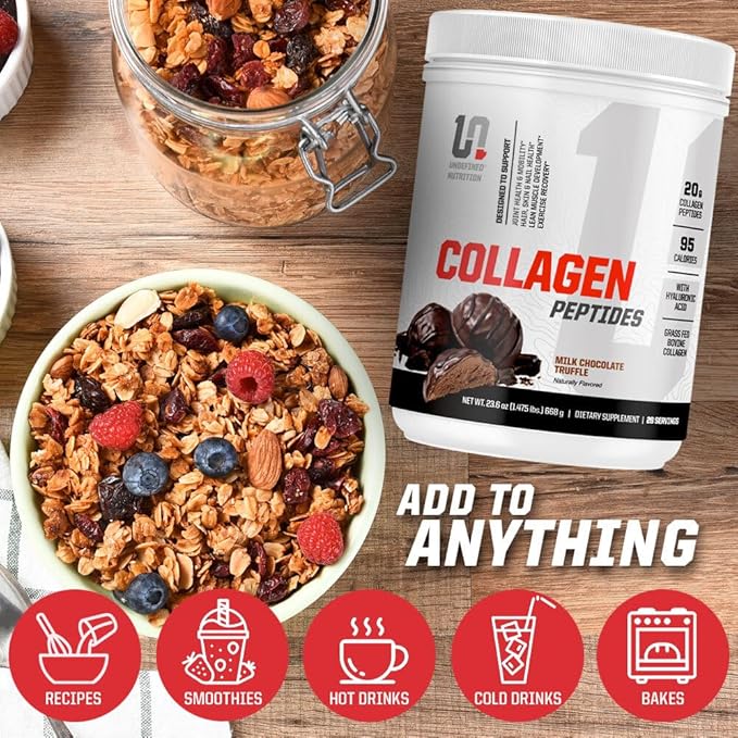 Undefined Nutrition Collagen Peptides by Brian Shaw (28 Servings) – 20g Collagen Peptides with Hyaluronic Acid - Promotes Muscle, Hair, Nail, Skin, Bone and Joint Health (1.25lbs, Chocolate Truffle)