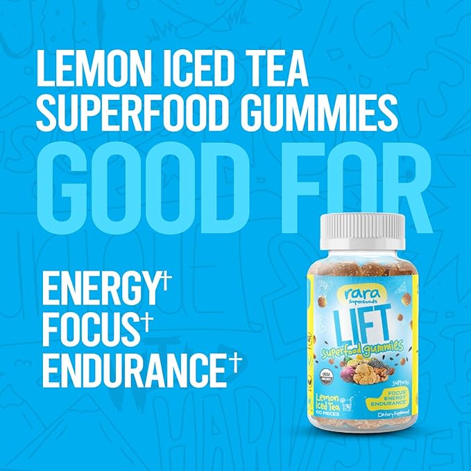 Lift Focus USDA Organic Certified Gummies – Natural Brain Support Supplement, Vegan & Gluten-Free, Infused with Yerba Mate, Lion’s Mane, Wild Purple Maca & Chaga (60 Gummies, Lift)