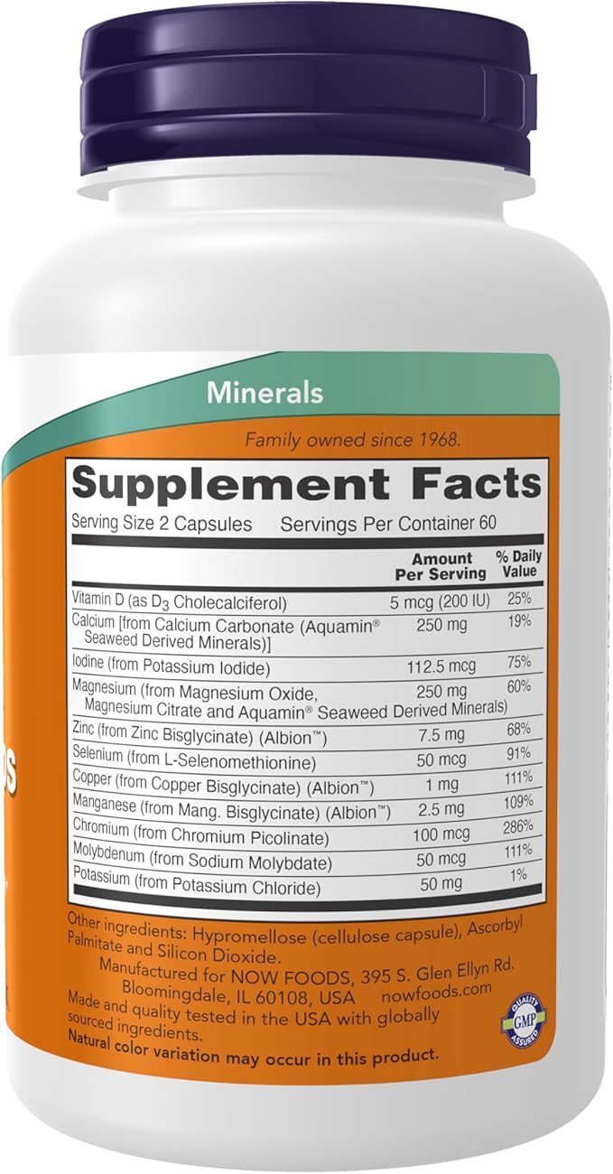 NOW Supplements, Full Spectrum Mineral Caps, Multi Mineral Formula, 120 Veg Capsules