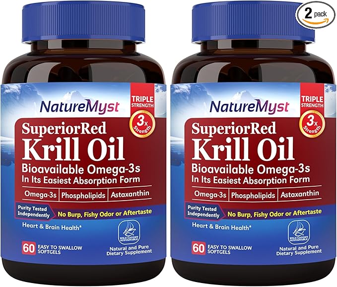 Antarctic Krill Oil 1000 mg Softgels, Krill Oil Omega-3s, EPA, DHA, Astaxanthin & Phospholipids, Heart Health, 120 Softgels, Non-GMO, No Gluten, Made in The USA