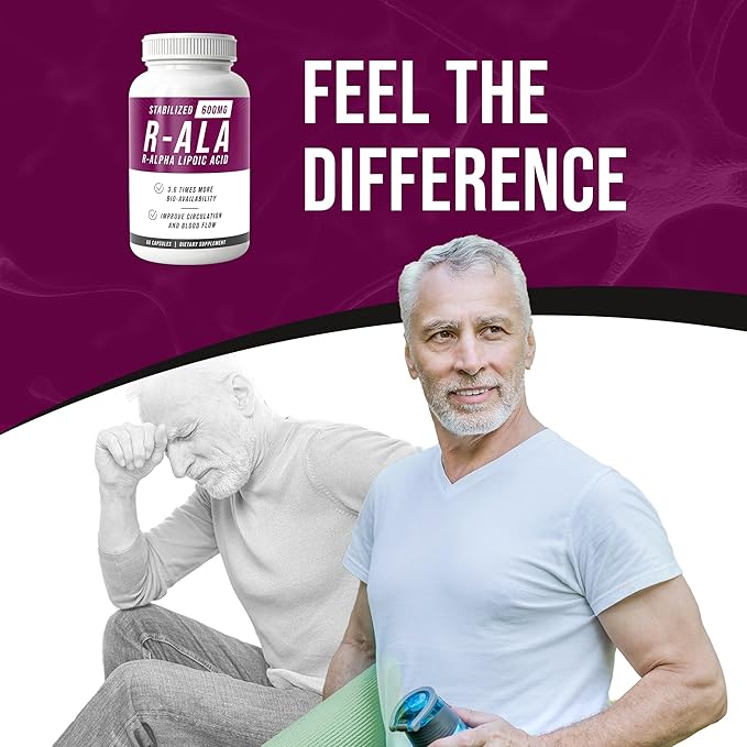 NERVE RENEW R-ALA Stabilized R Alpha Lipoic Acid 600mg Nerve Support Supplement 3 Pack