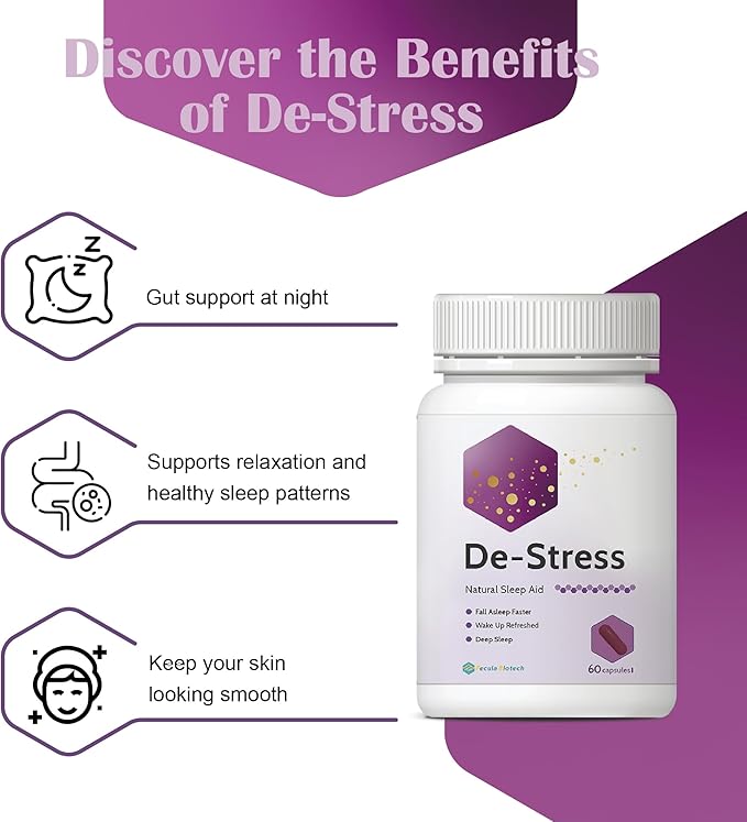 Natural Sleep & Mood Support for Adults | Melatonin-Free Calming Aid with Postbiotics, Tart Cherry & Collagen | Gut & Skin Health Supplement | 60 Capsules