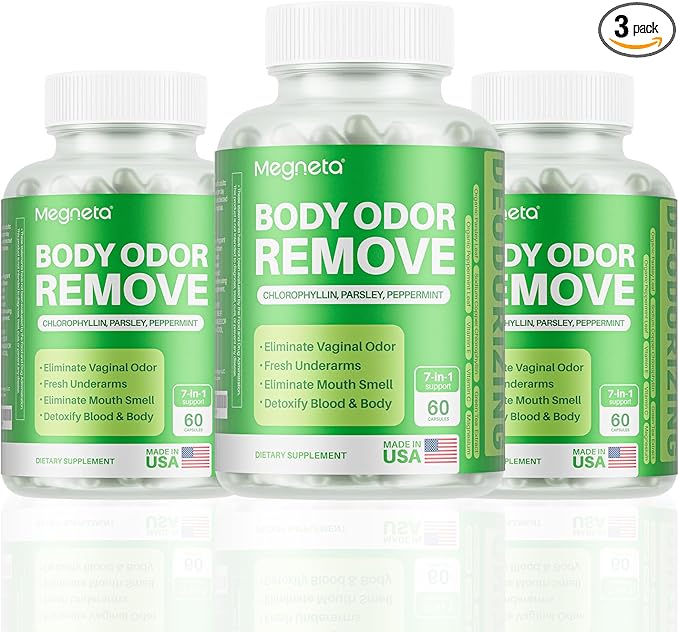 Body Deodorizing Supplement, Natural Internal Odor Control Pills for Men & Women, Chlorophyll Capsules for Skin, Breath, and Gut Health (180 Capsules)
