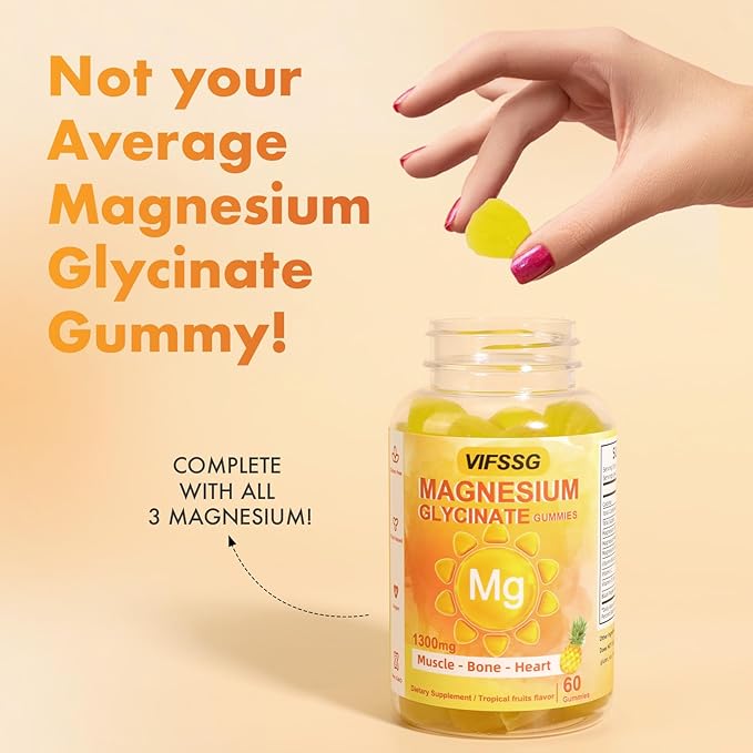 Magnesium Glycinate Gummies 500 Mg, Triple Magnesium Complex Sugar-Free Gummies with Malate 400 Mg, Citrate 400 Mg, Magnesium Supplement Chewable for Women & Men Vegan, Organic 120 Count