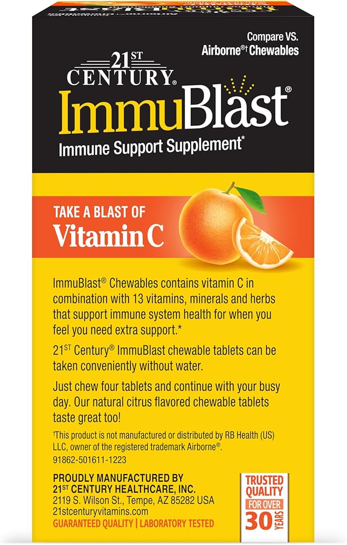 21st Century Immublast Chewable Tablets, Citrus 32 Count