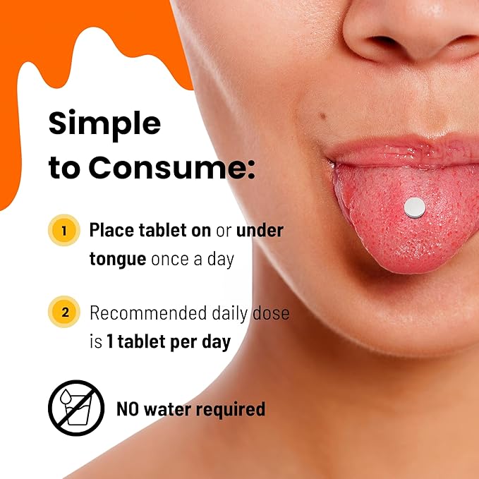 Vitamin C 250mg Tablets - Supports Immune Health, Maintains Healthy Bones & Teeth Quick Dissolving Tablets for Vitamin Deficiency – Orange Flavor (60 Vitamin C Tablets)
