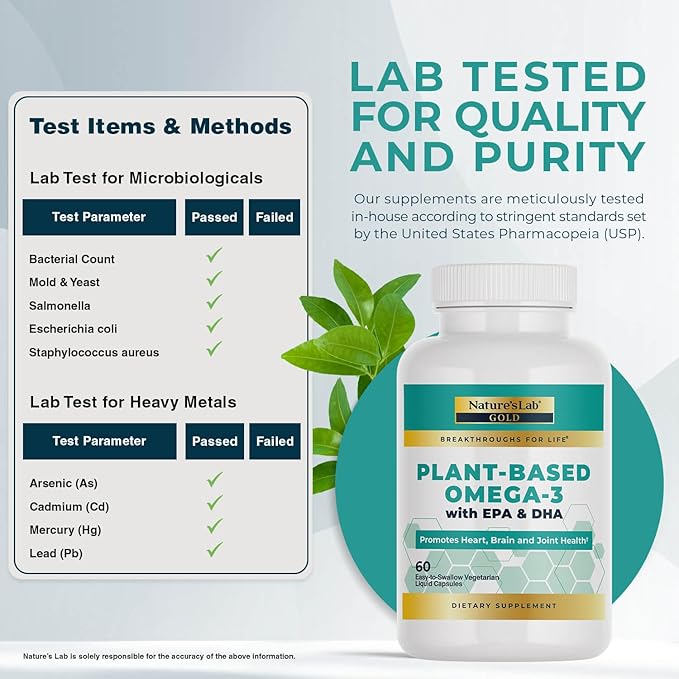 Nature's Lab Gold Plant-Based Omega-3-60 Liquid Capsules