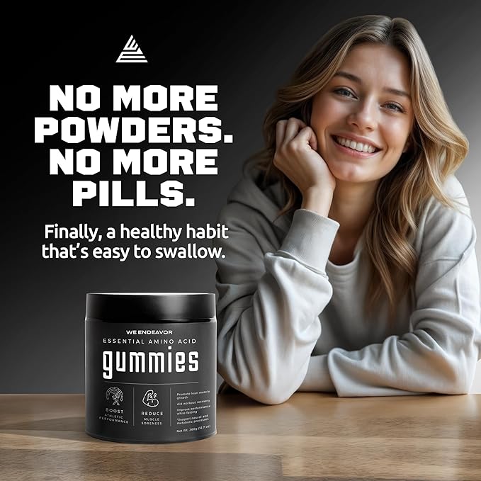 Endeavor Essential Amino Acids Gummies 5g Serving Sugar Free Supplements for Men and Women, EAA Gummy Vegan 120 Count 30 Day Supply