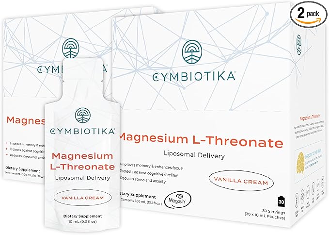 CYMBIOTIKA Magnesium L-Threonate – High-Absorption Magnesium for Brain Health, Memory, Focus & Stress Support – Promotes Mental Clarity, Relaxation & Mood Balance – Fast-Acting Liquid – 60 Servings