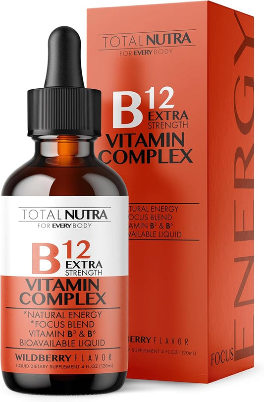 Extra Strength Liquid B12 Vitamin Drops- Vitamins B12, B6, B3- Vegan and Non GMO- Instant Energy, Focus & Metabolism Support with Green Tea, Carnitine & Ginkgo Biloba- Alternative to B Complex Capsule