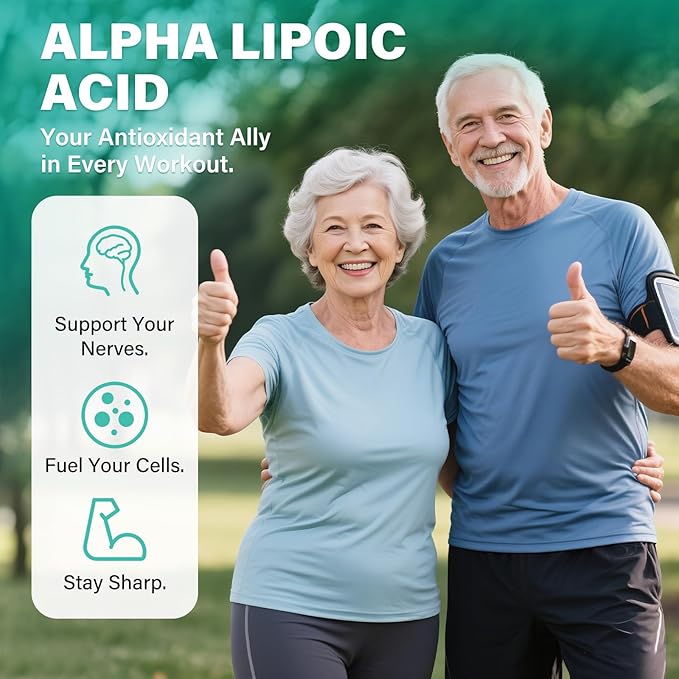 Alpha Lipoic Acid 1200mg - ALA Supplement,Promote Antioxidant for Nerve, Energy and Metabolism,with Benfotiamine, Vitamins B1/B12,60 Capsules