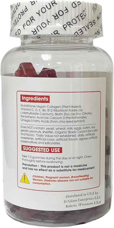 Nature Glow Glutathione Collagen Glow, 60 Organic Chewable Gummies (Cranberry (1 Bottle))