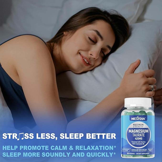 Magnesium Taurate 420mg + Vitamin B6 for Enhanced Absorption, Supporting Hēalthy Hēart, Zzzs, Relaxation, Nerve & Muscle Health – Vegan, Non-GMO, Gluten-Free, Sugar-Free, 60 Cts