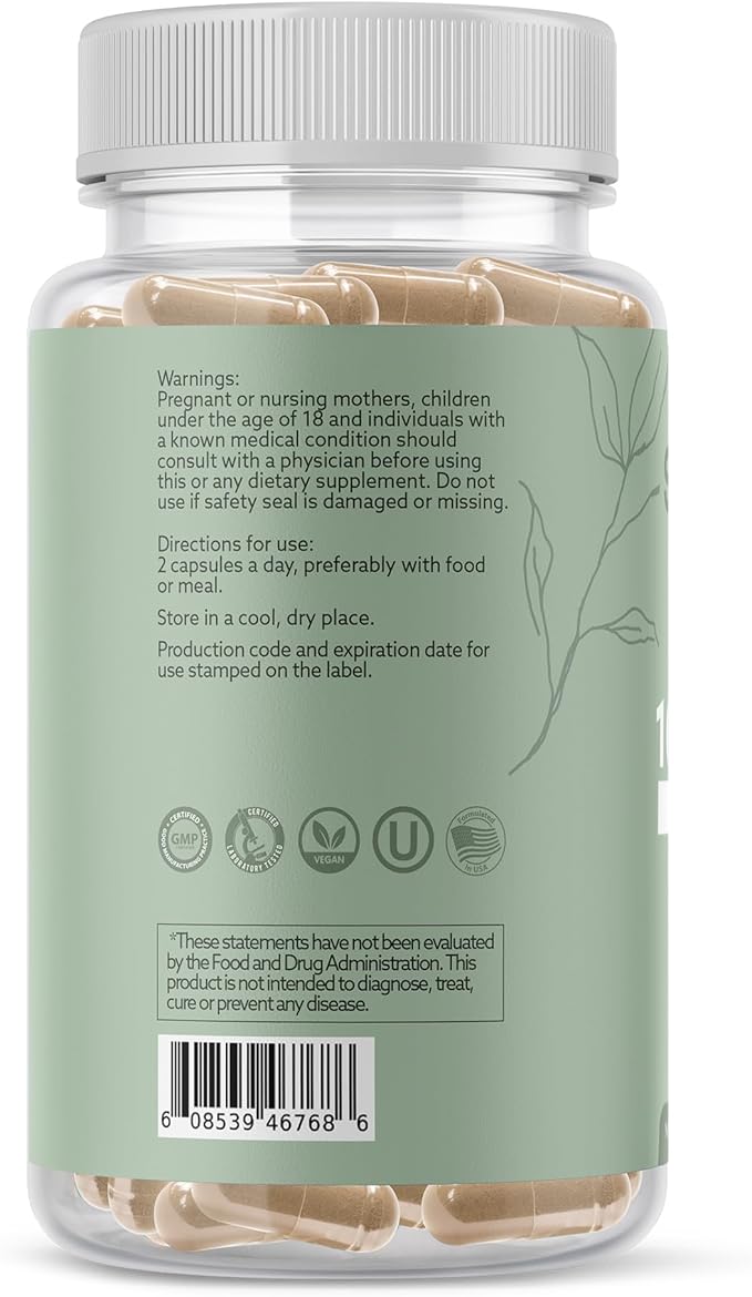 Burdock Root Organic and Bladderwrack 10 in 1 Immunity Booster Power Blend with Irish Sea Moss, Ashwagandha and Black Seed Supplement for Men and Women, Seamoss Pills Herbal, Vegan - 60 Capsules